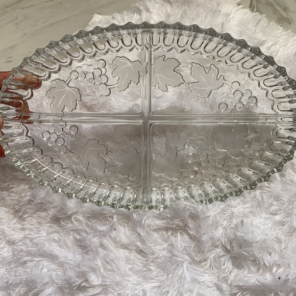 Vintage Oval Glass Four Section Serving Plate - Picture 5 of 8